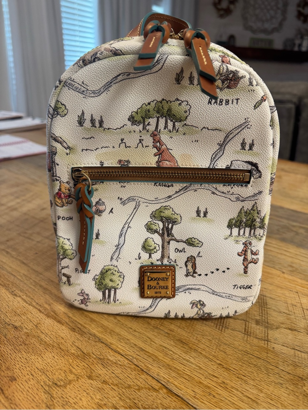 Dooney & Bourke Cream Winnie-the-Pooh Map Mini Backpack with Tan & Teal Accents